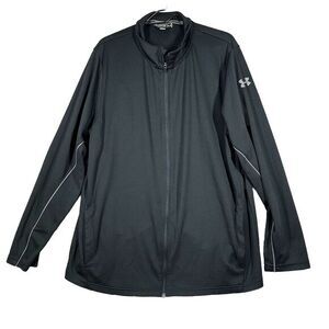 Under Armour Track Jacket Mens 2XL XXL Black Lightweight Full‎ Zip